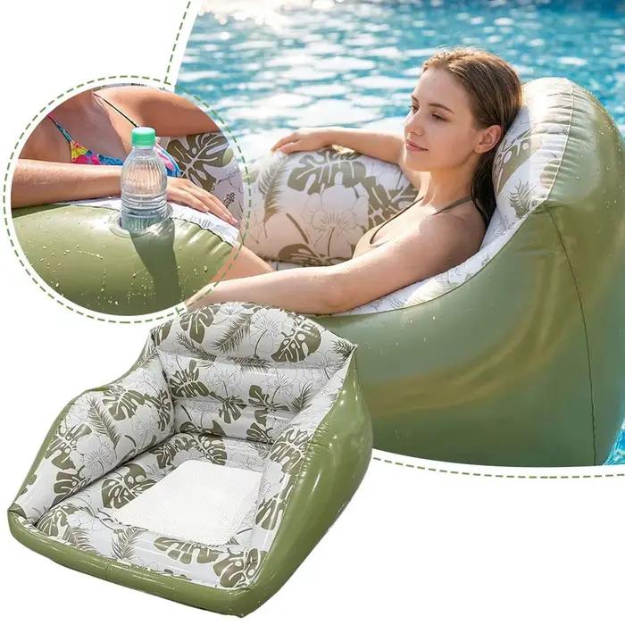 Canape aquatique carré gonflable pvc epais pour jeu divertissement piscine détente plage été usage répétée occasionnels femmes hommes enfants
