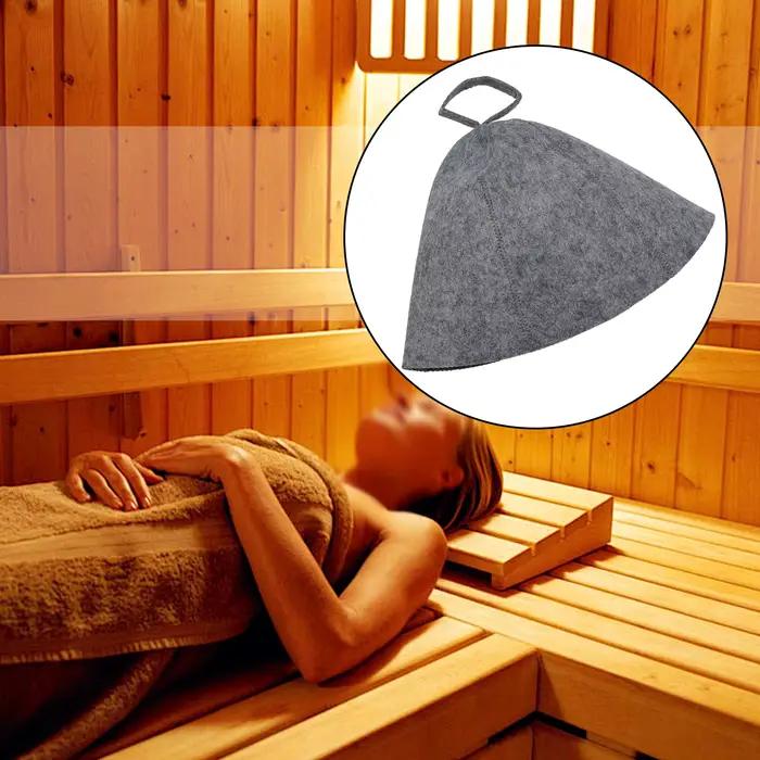 Chapeau de sauna en feutre gris doux et solide