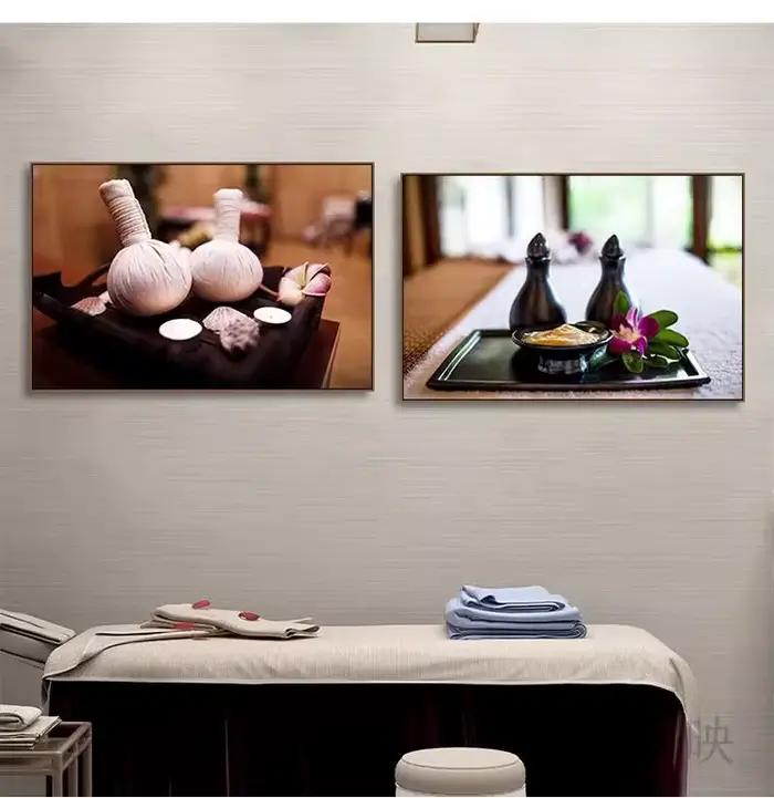 Art mural en toile pour salon de massage thaïlandais, spa, centre de santé, image de fond, moxibustion, bain de pieds, affiches de magasin, décoration d'intérieur, coutumes