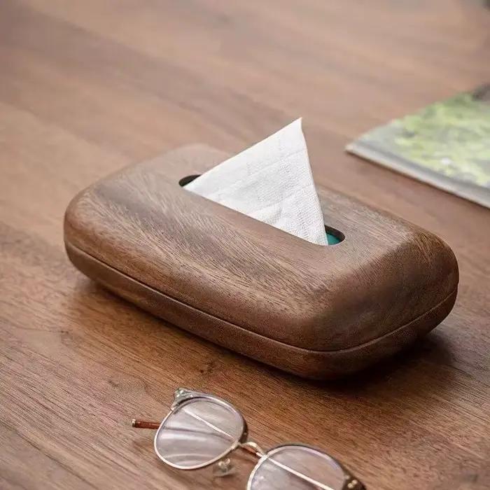 Couvercle de boîte à mouchoirs en noyer bois de qualité supérieure design moderne minimalisme pour bureau et salle de bain recharge facile usage polyvalent occasions spéciales