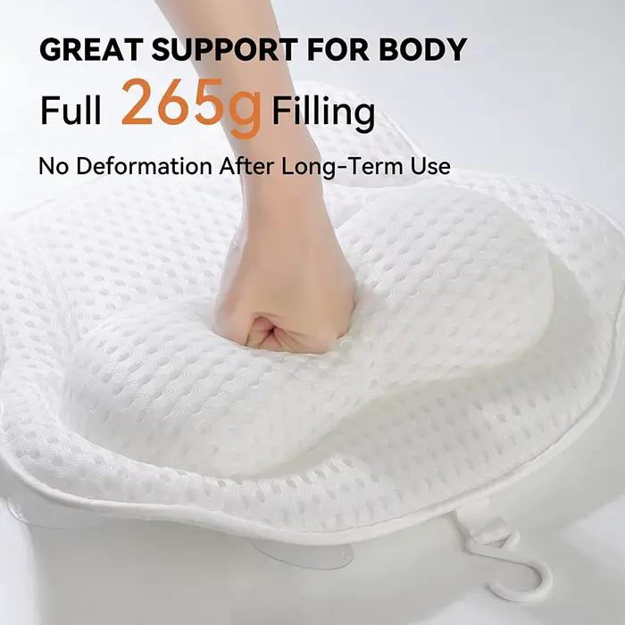 Oreiller de baignoire pour soutien du cou et du dos avec ventouses fortes et maille d'air épaisse pour baignoire spa doux et confortable occasions spéciales femmes hommes