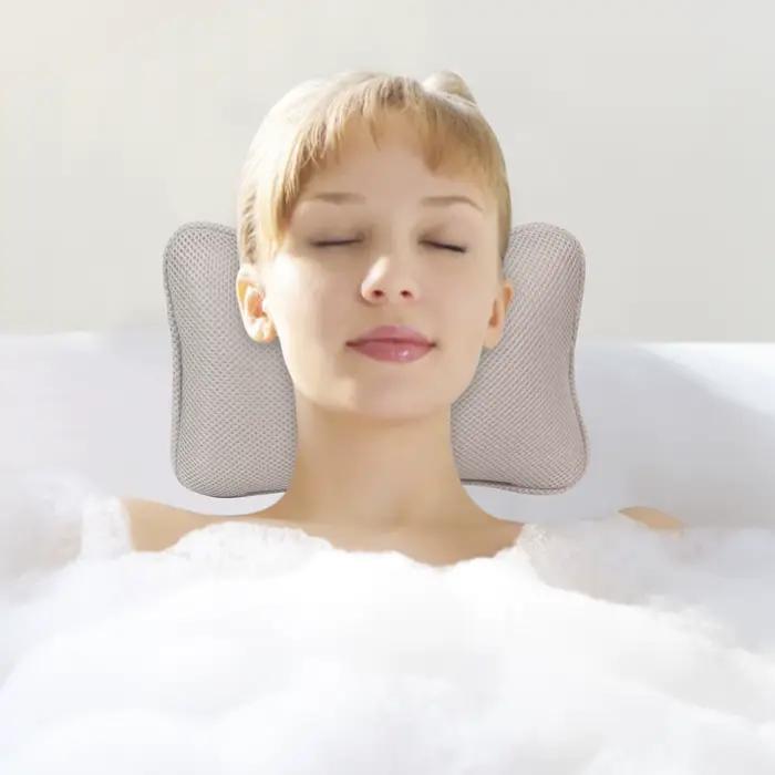 Oreiller repose-tête antidérapant rembourré pour baignoire spa en maille 3d avec ventouses cou dos fourniture salle bain maison occasions spéciales